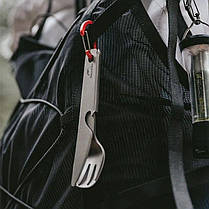 Набір столових приладів (ложка, виделка, ніж) з титану Naturehike CNH22CJ017, сірий з мішечком, фото 2