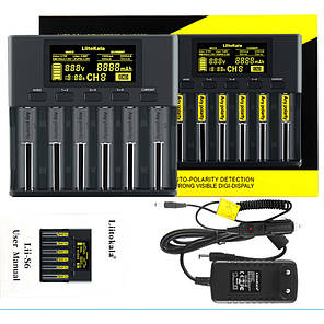 Універсальний зарядний пристрій LiitoKala Lii-S6 EU на 6 каналів + автомобільний кабель, фото 1