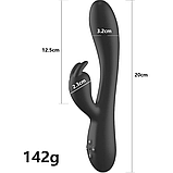 Вібростимулятор вагіни та клітора, Кролик з вібрацією, Чорний вібратор з підігрівом 20 см, Інтимні іграшки, фото 10