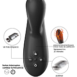 Вібростимулятор вагіни та клітора, Кролик з вібрацією, Чорний вібратор з підігрівом 20 см, Інтимні іграшки, фото 3