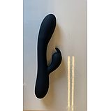 Вібростимулятор вагіни та клітора, Кролик з вібрацією, Чорний вібратор з підігрівом 20 см, Інтимні іграшки, фото 4