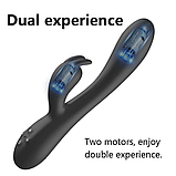 Вібростимулятор вагіни та клітора, Кролик з вібрацією, Чорний вібратор з підігрівом 20 см, Інтимні іграшки, фото 7