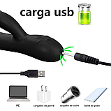 Вібростимулятор вагіни та клітора, Кролик з вібрацією, Чорний вібратор з підігрівом 20 см, Інтимні іграшки, фото 5