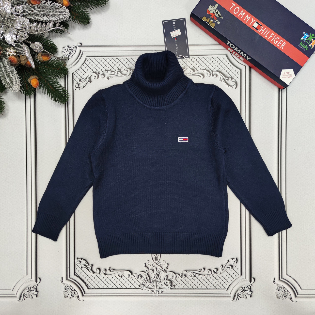 Дитячий синій светр Томмі, гольф із ангорою