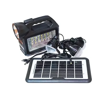 Зарядна станція GDTimes GD-101 з сонячною панеллю, 80W LED прожектор, 3 лампи, USB, портативна, автономна для дому, дачі, кемпінгу, фото 1