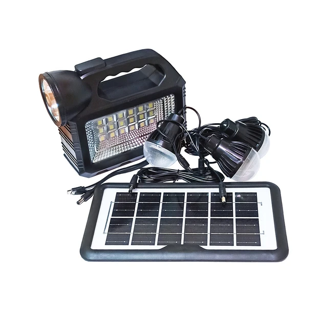 Зарядна станція GDTimes GD-101 з сонячною панеллю, 80W LED прожектор, 3 лампи, USB, портативна, автономна для дому, дачі, кемпінгу