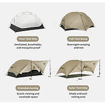 Намет надлегкий двомісний Naturehike Mongar CNK2550WS016, 15D, сiрий, фото 5