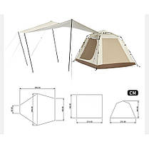 Намет тримісний автоматичний із тентом Naturehike Ango Picnic CNK2450WS021, коричневий, фото 3