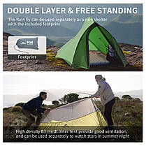 Намет надлегкий двомісний Naturehike Cloud Up Pro CNK2350WS020, темно-зелений, фото 4