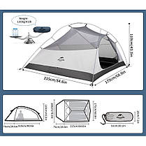 Намет надлегкий тримісний з футпринтом Naturehike Cloud Up 3 UL NH18T030-T-T, 20D, темно-синій, фото 4