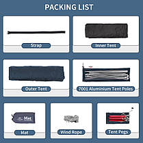 Намет надлегкий тримісний з футпринтом Naturehike Cloud Up 3 UL NH18T030-T-T, 20D, темно-синій, фото 5