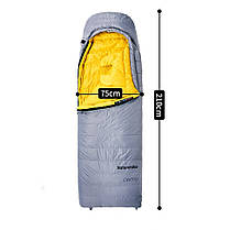 Спальник з натуральним пухом Naturehike CW700 CNK2450WS048, p-р M, жовто-сірий, фото 4