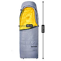 Спальник з натуральним пухом Naturehike CW700 CNK2450WS048, p-р L, жовто-сірий, фото 2
