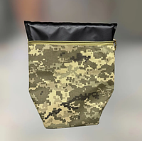 Усиленный напашник с мягкой баллистической защитой от Добронь (2 класс, ДСТУ), крепление на плитоноску MOLLE, Cordura пиксель р. L