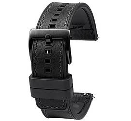 Ремінець Primolux Leather Silicone для годинника Amazfit Bip 5 / Bip 6 - Black