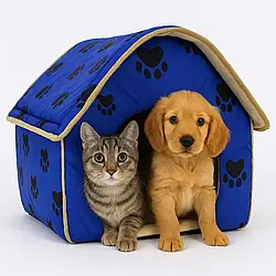 Складаний будиночок для тварин, 43х43х40см, Синій / Переносний будиночок-лежак для домашніх тварин / Будка для собак