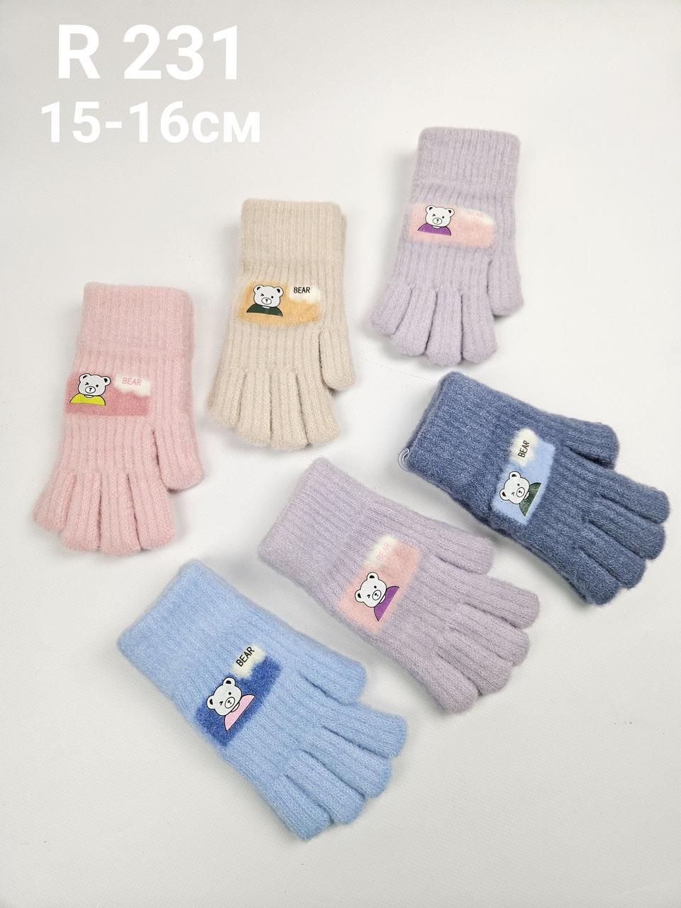 Дитячі  рукавиці для дівчат р. 15-16 см (4-8 р) (6 пар набір)