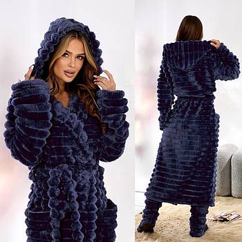 Пухнастий теплий жіночий халат (р.42-48,50-54,56-60) Туреччина