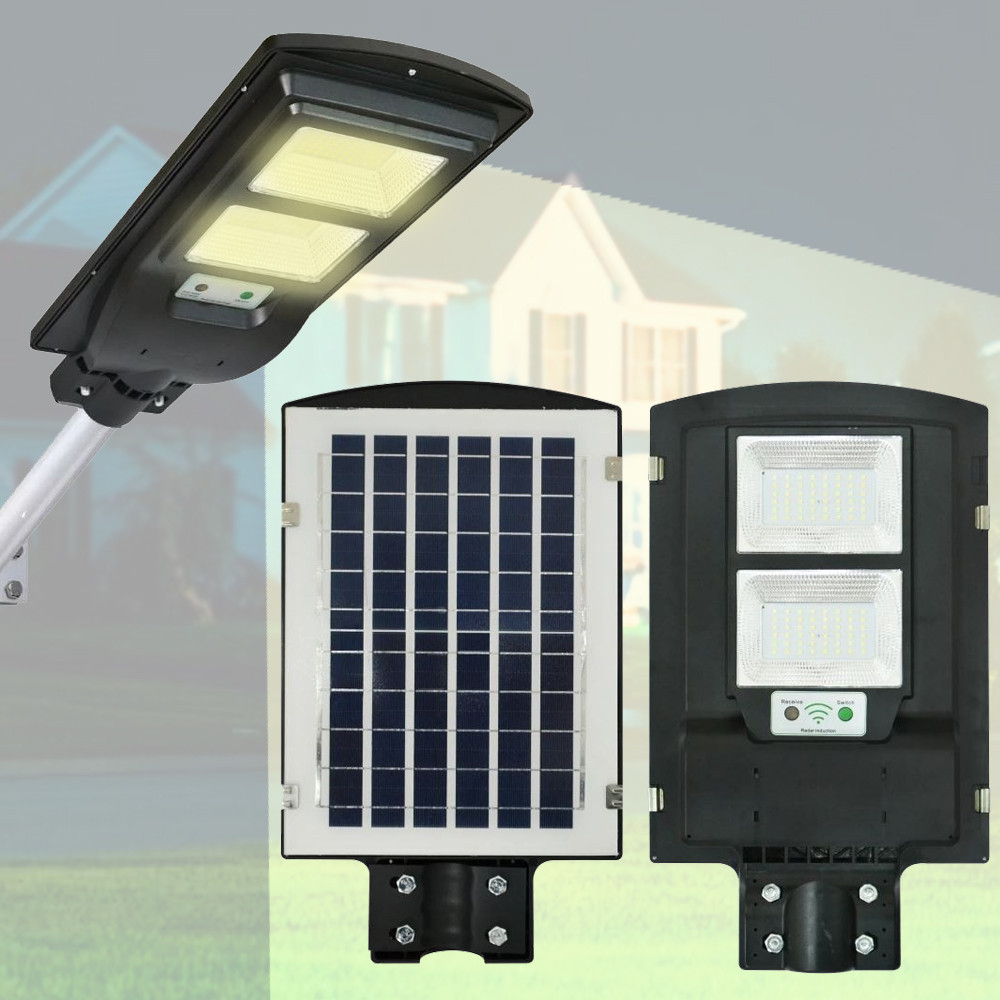 Вуличний автономний сонячний ліхтар SSL 90W, IP65, датчик руху, 6500K, 4400–9600 лм, для паркувань, дворів, садів