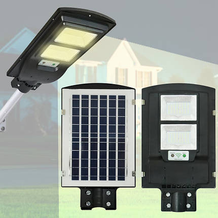 Вуличний автономний сонячний ліхтар SSL 90W, IP65, датчик руху, 6500K, 4400–9600 лм, для паркувань, дворів, садів, фото 1