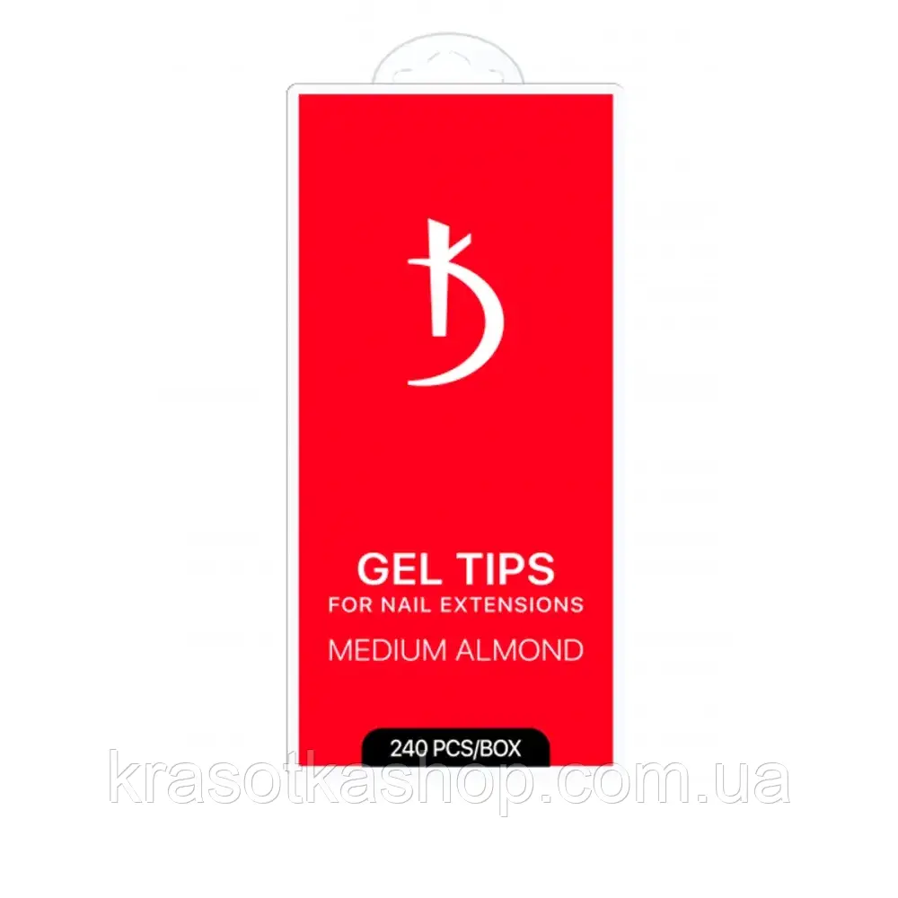Гелеві типси для нарощування MEDIUM ALMOND Kodi Professional, 240 шт/уп, фото 1