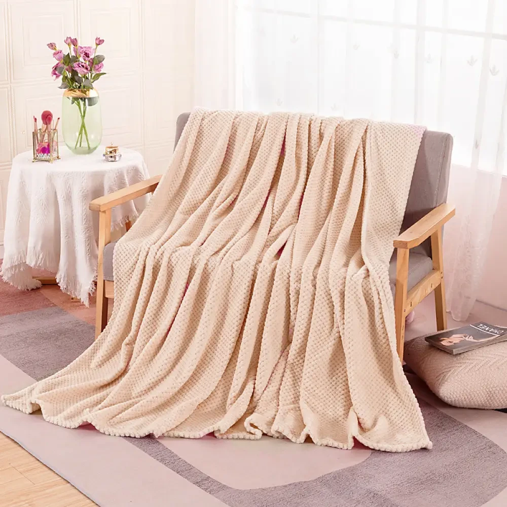 Плед двоспальний, 200х180см, Blanket, Рожевий / Однотонне покривало на ліжко / Плюшевий плед покривало, фото 1