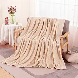 Плед двоспальний, 200х180см, Blanket, Рожевий / Однотонне покривало на ліжко / Плюшевий плед покривало