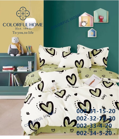 Постільна білизна фланелева байкова Colorfull Home євро розмір з простирадлом на гумці Green, фото 1