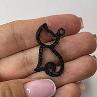 Підвіски пластик Finding Кулон кіт кішка котик рамка Чорний 29 мм х 18 мм х 2 мм