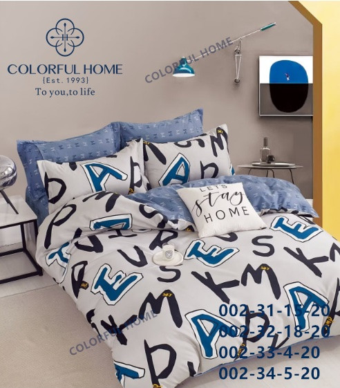 Постільна білизна фланелева байкова Colorfull Home євро розмір з простирадлом на гумці Blue, фото 1