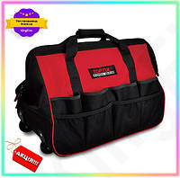 KI Сумка для інструментів з GET ONE колесами та телескопічною ручкою TOPTUL червона для перенесення важкого обла FIR41_R