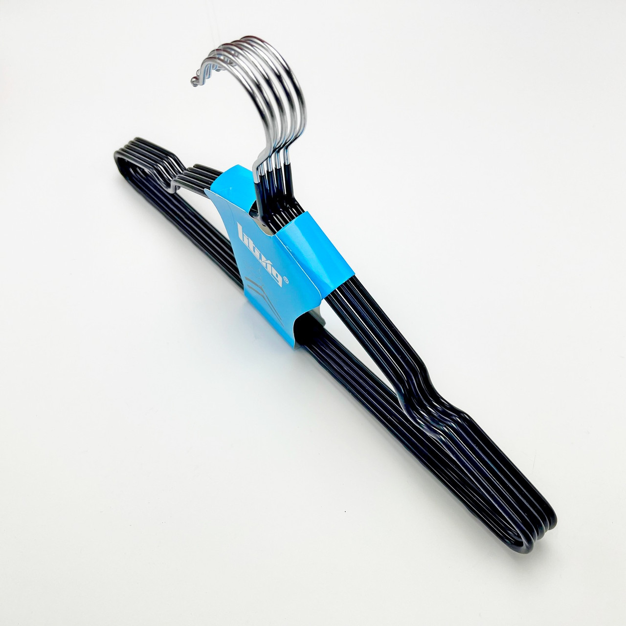 Металеві плічка вішалки тремпеля для одягу чорного кольору товщина 4 мм в упаковці 5 штук, фото 1