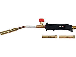 Пальник газовий YATO : l= 360 мм. до 4 кВт. 3 сопла і шланг- 1,5 м. (пропан, бутан) [20]