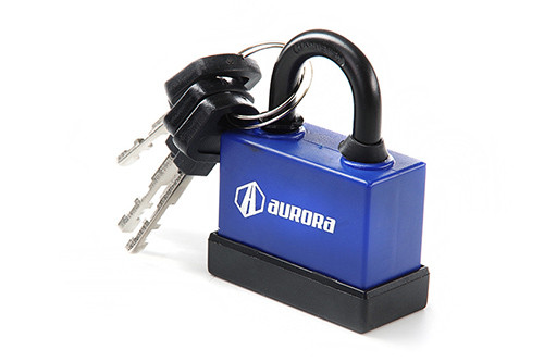 Замок навісний обгумований вологостійкий 72x49x22мм дисковий фінський ключ Aurora