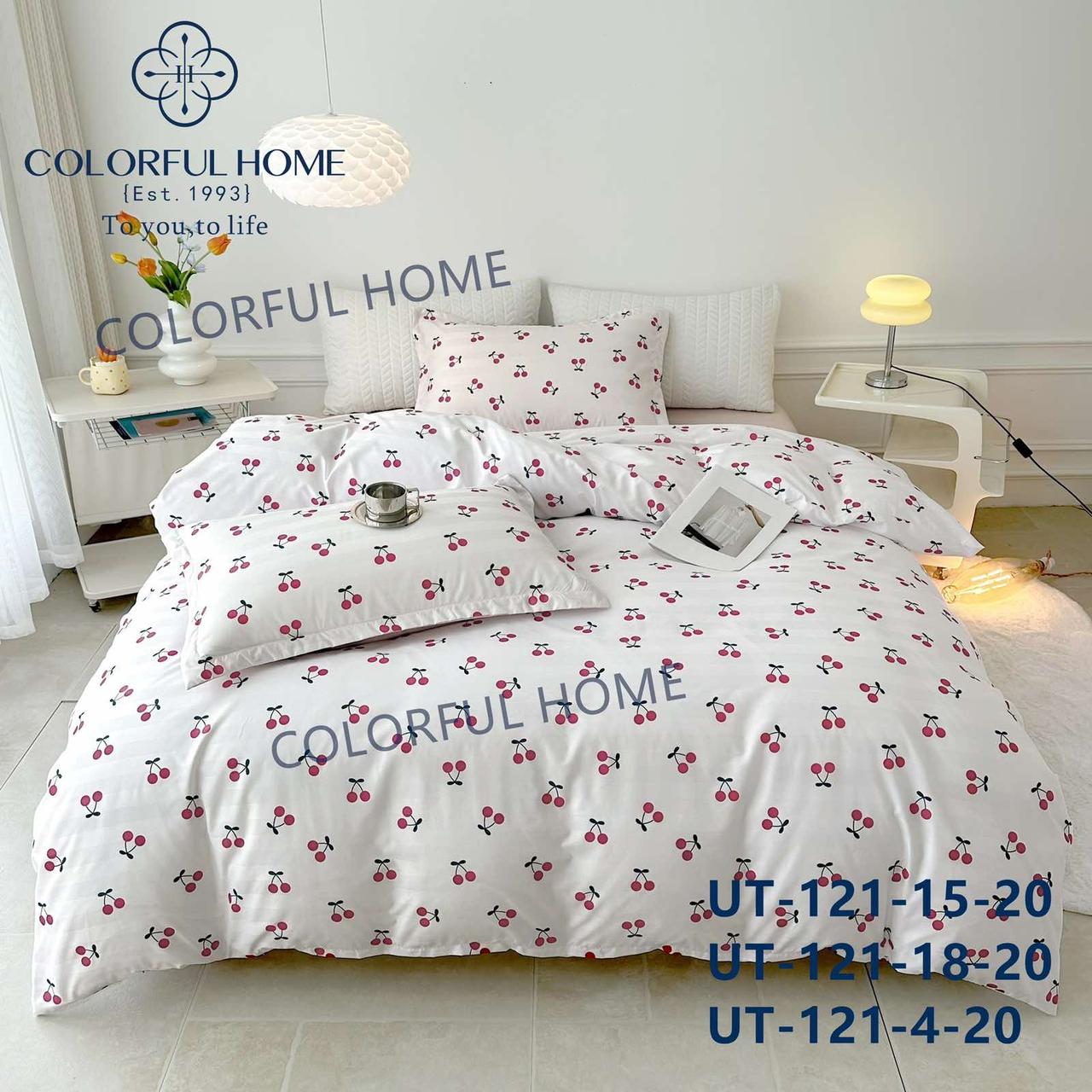 Постільна білизна сатинова Colorfull Home євро розмір 200 на 230 см Cherry, фото 1