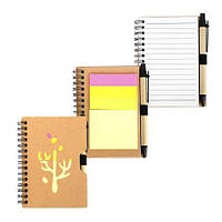 Від 4 шт. Блокнот А6 на спіралі 64ар. з набором стікерів та ручкою  JX010  купити дешево оптом в інтернет-магазині
