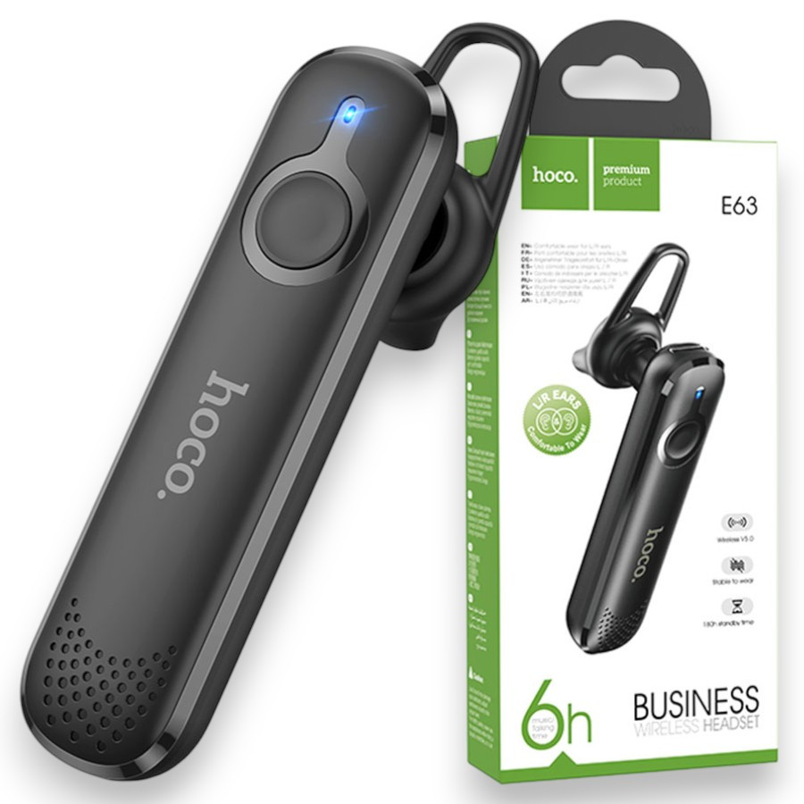 Bluetooth гарнітура Hoco E63 бездротовий навушник із мікрофоном, гарнітура для телефона й авто, чорна, фото 1