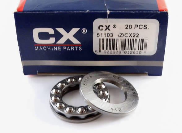 Підшипник 51103 CX Польща, упорний кульковий, розмір 17*30*9, фото 1