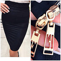 Юбка с молнией, арт. 309, чорний, Женская красивая летняя юбка, Элегантная женская юбка, Удобная женская юбка повседневная