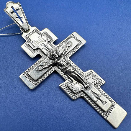 Масивний чернений срібний хрест 8 г Срібло 925 проби чоловічий хрестик, фото 1
