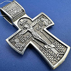 Масивний чоловічий двосторонній хрест срібло 925 проби, фото 2