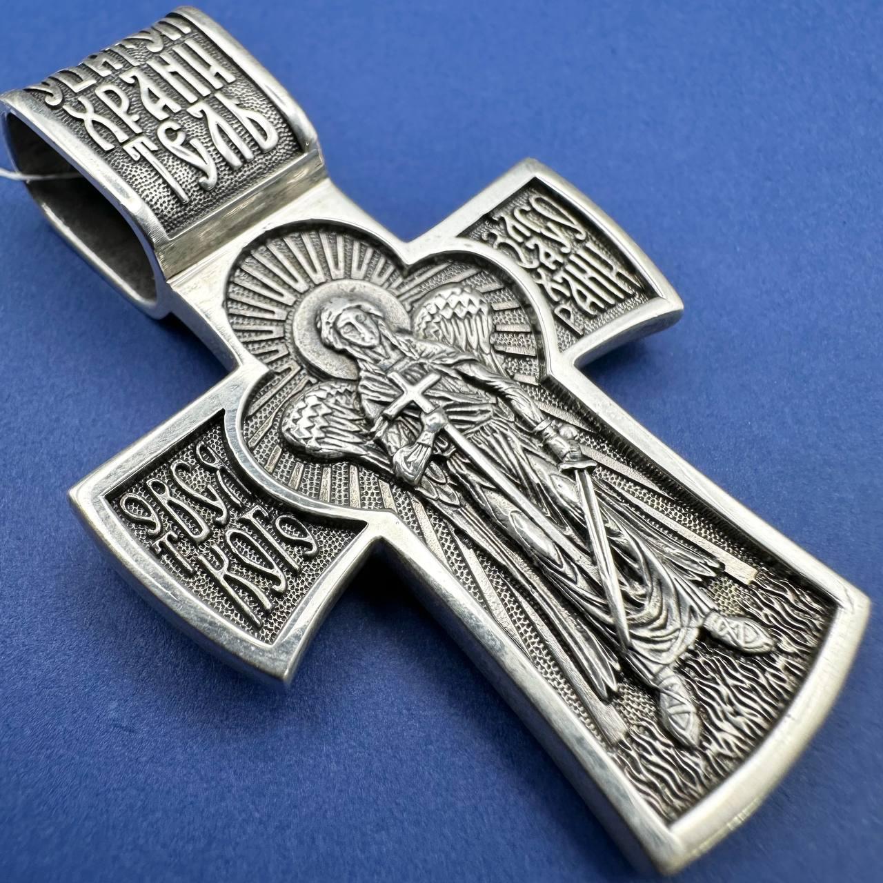 Масивний чоловічий двосторонній хрест срібло 925 проби