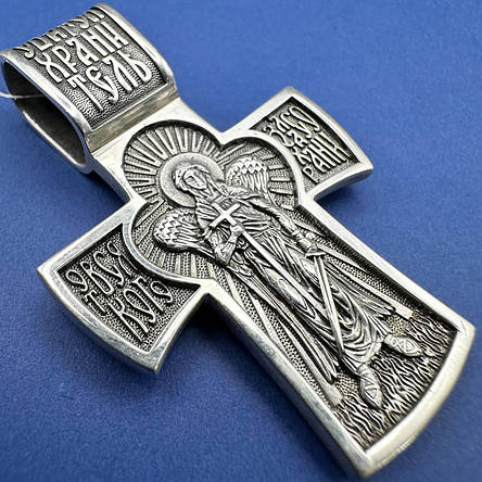 Масивний чоловічий двосторонній хрест срібло 925 проби, фото 1