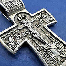 Масивний чоловічий двосторонній хрест срібло 925 проби, фото 3