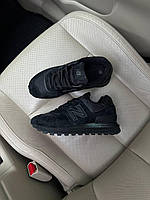 Зимові чорні замшеві водонепроникні жіночі кросівки New Balance 574 Legacy Black Thermo Нью Беленс на хутрі