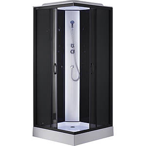 Душовий бокс Nida 90x90x215 см з піддоном 13 см, прозоро-чорне скло 4 мм