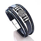 Чоловічий браслет шкіряний блакитний VEGVIS BLUE розмір 17-19 см (довжина 21 см), фото 2