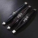 Чоловічий браслет шкіряний блакитний VEGVIS BLUE розмір 17-19 см (довжина 21 см), фото 3