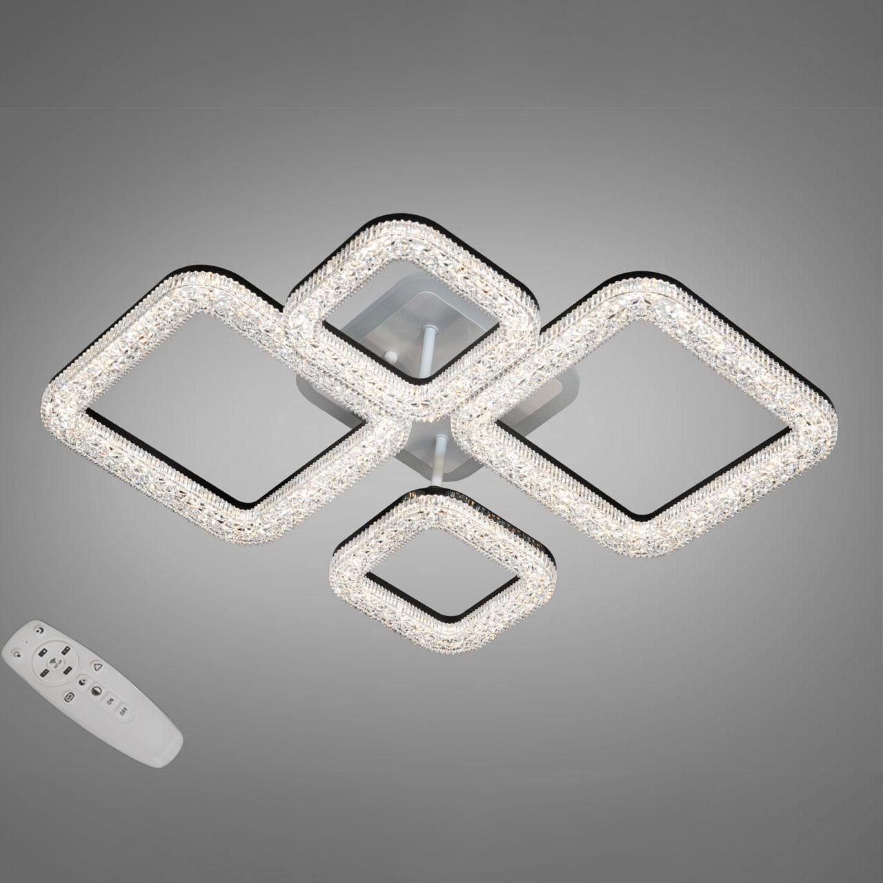 Світлодіодна люстра 70 Вт з підсвічуванням основи та пультом д/к колір каркасу чорний D-3316/2+2BK LED 3color d, фото 1