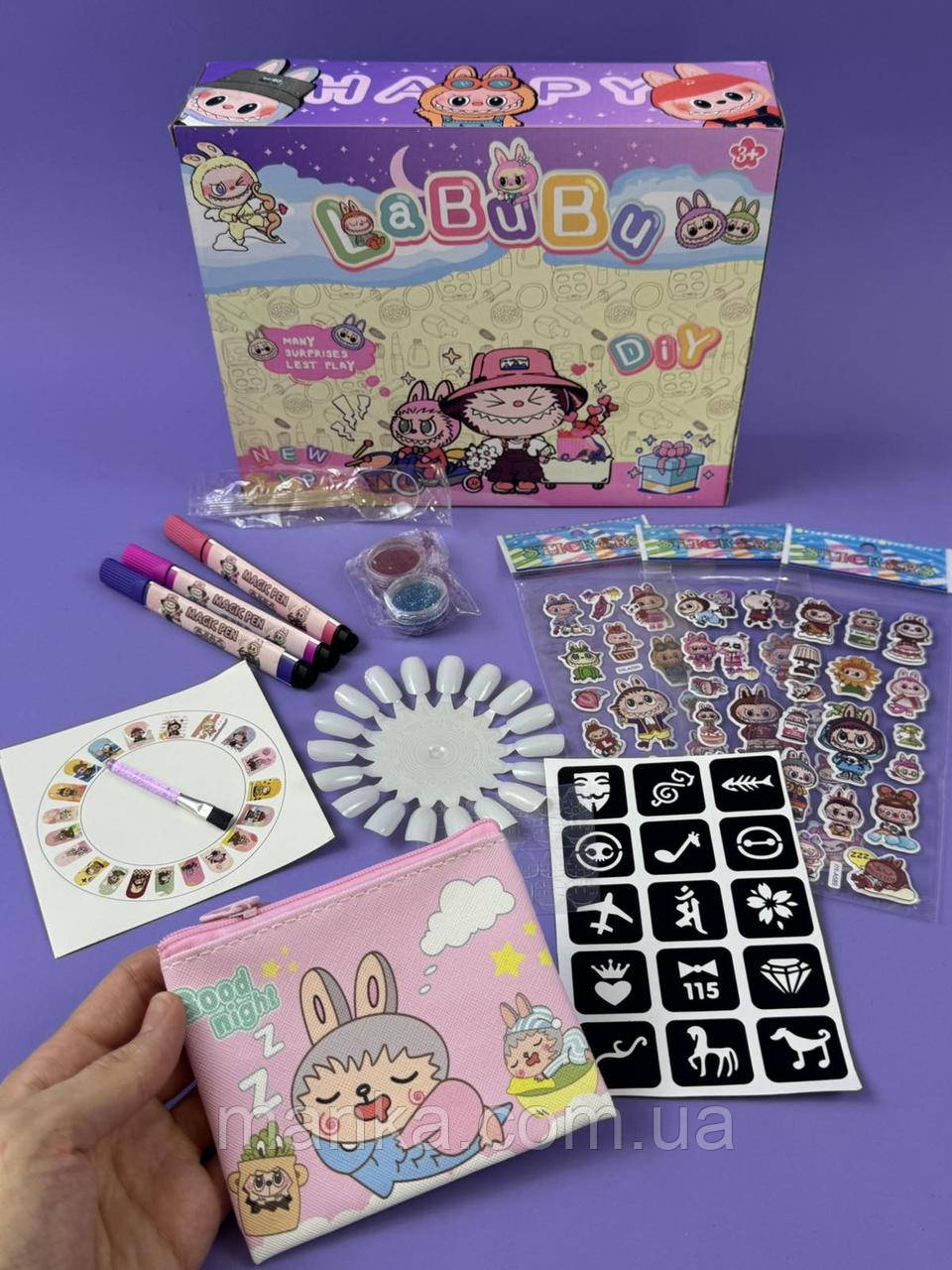 Набір з лабуб L 5342 Гаманець, наліпки, все для манікюру, фото 1